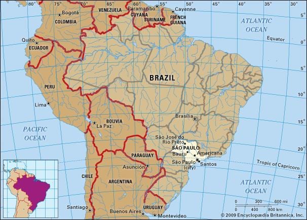 Sao Paulo geographic kort