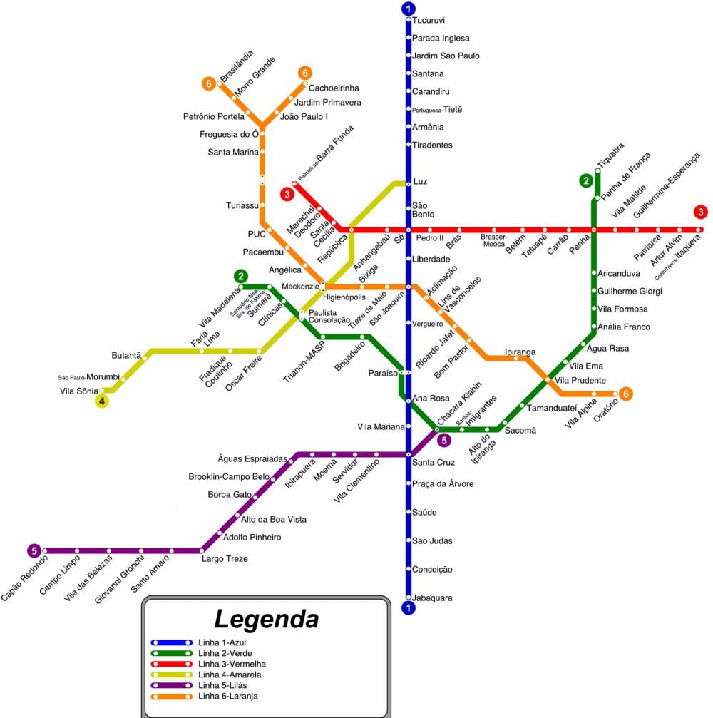 Sao Paulo metro kort pdf