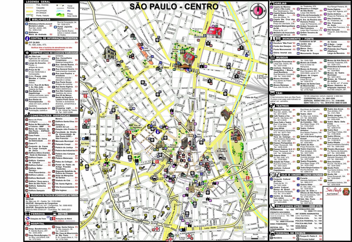 kort af Sao Paulo miðbær