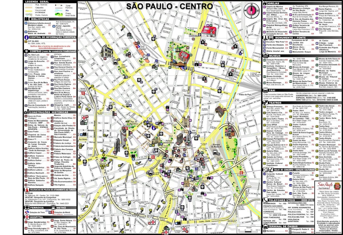 Sao Paulo minnismerki kort