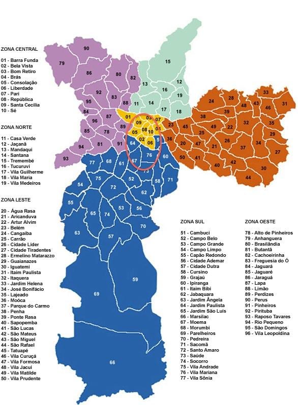Sao Paulo sveitarfélög kort